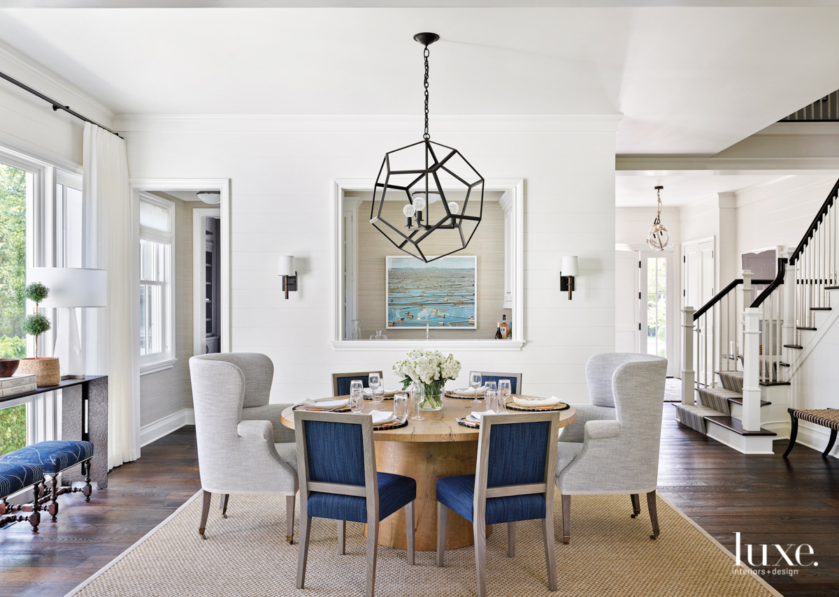 round dining table with sisal rug