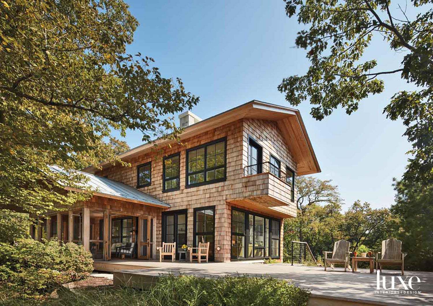 The exterior of a Shingle-style home