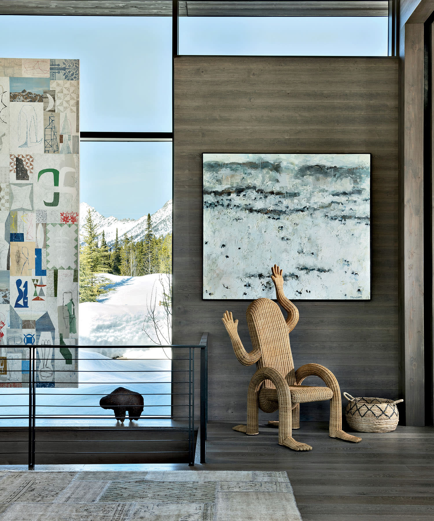 living area featuring a whimsical Chris Wolston chair from The Future Perfect