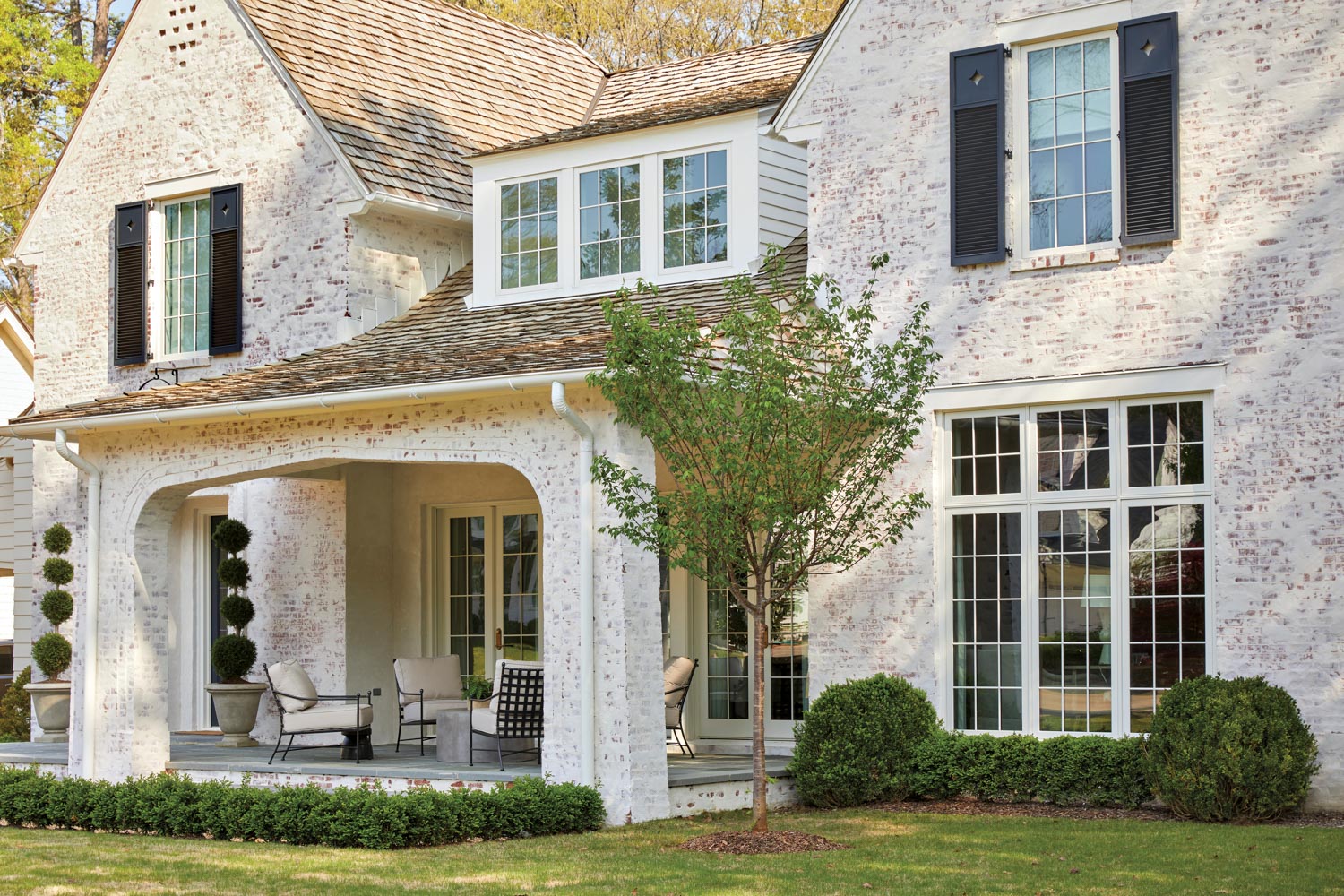 Brick residence with green lawn