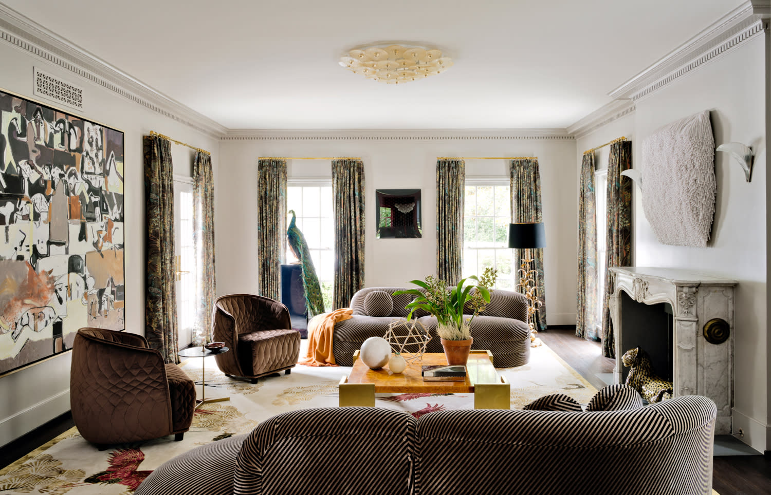 Regency-style living room of a renovated Houston home
