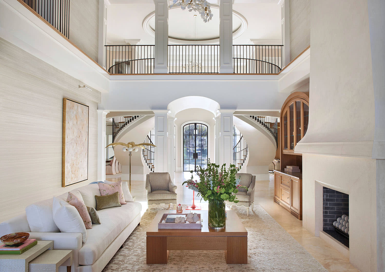 stately living room in bright white