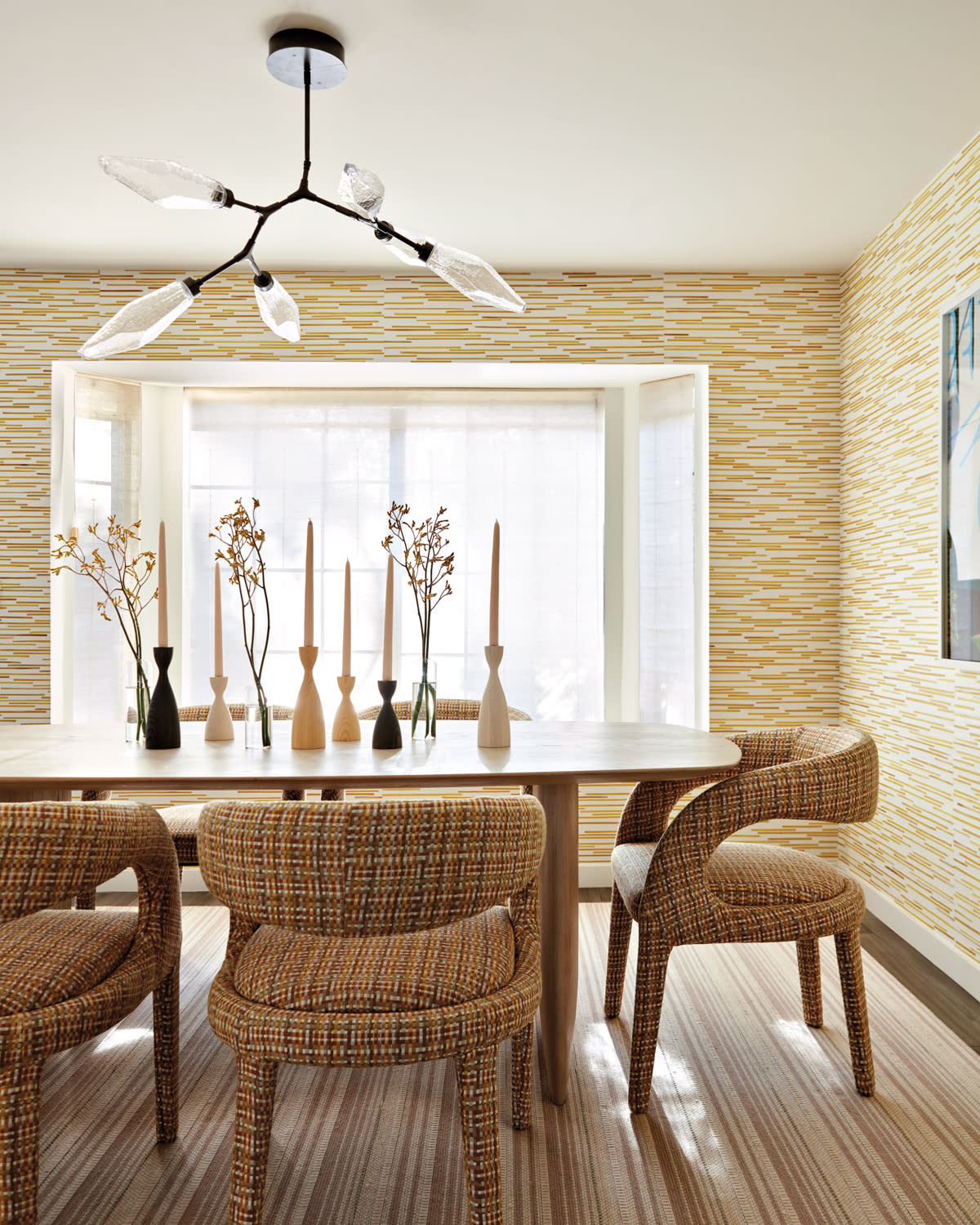 modern dining room in warm tones