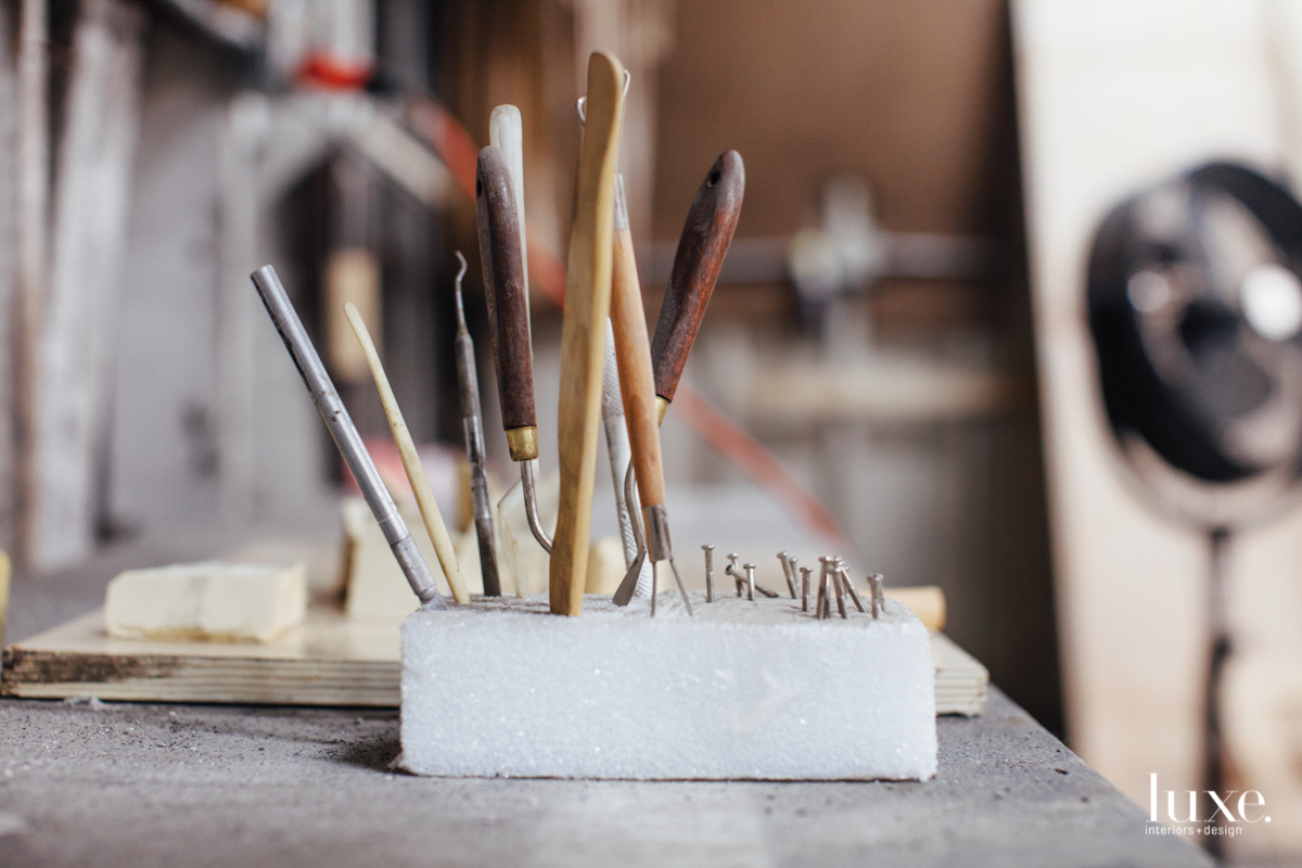 Rugged tools pepper the Portland designer's workshop.