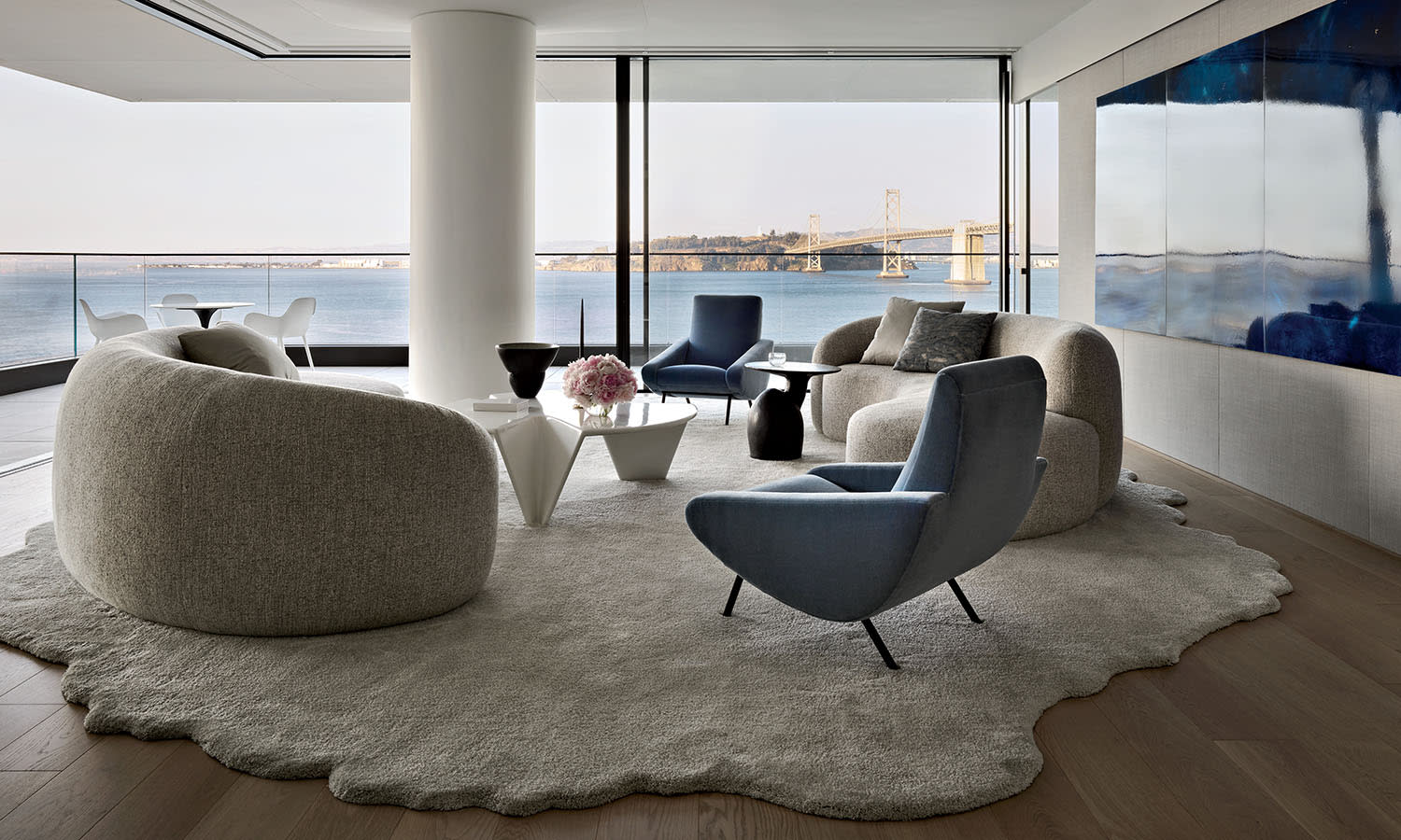 luxurious modern living room in a San Francisco high-rise