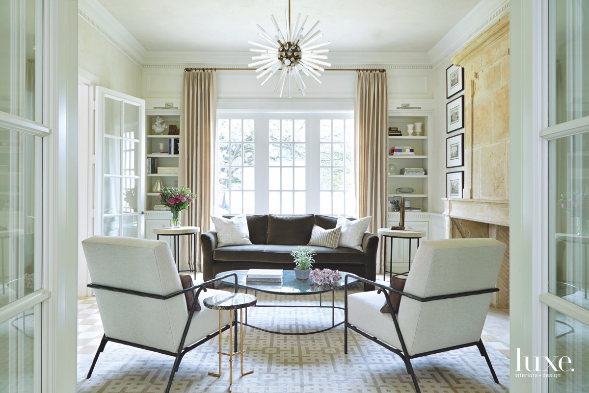contemporary living room white brown
