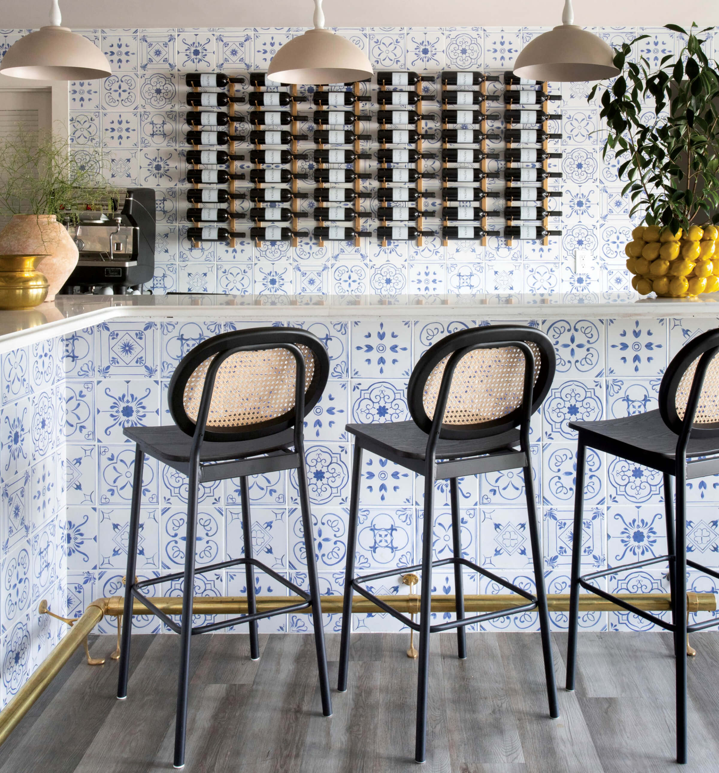 a Mediterranean-style bar designed by Gabriela Eisenhart 