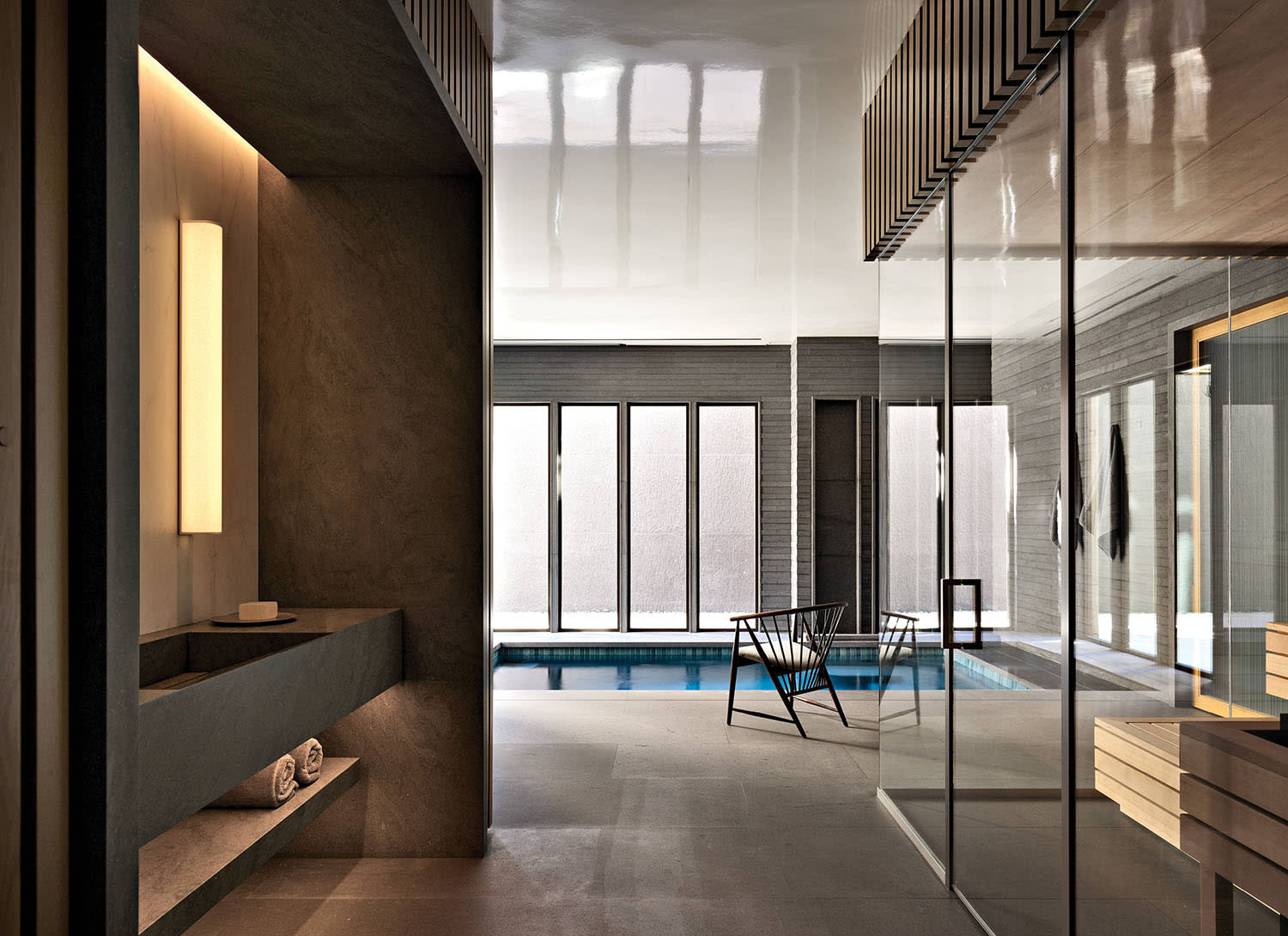home spa with a sauna and pool