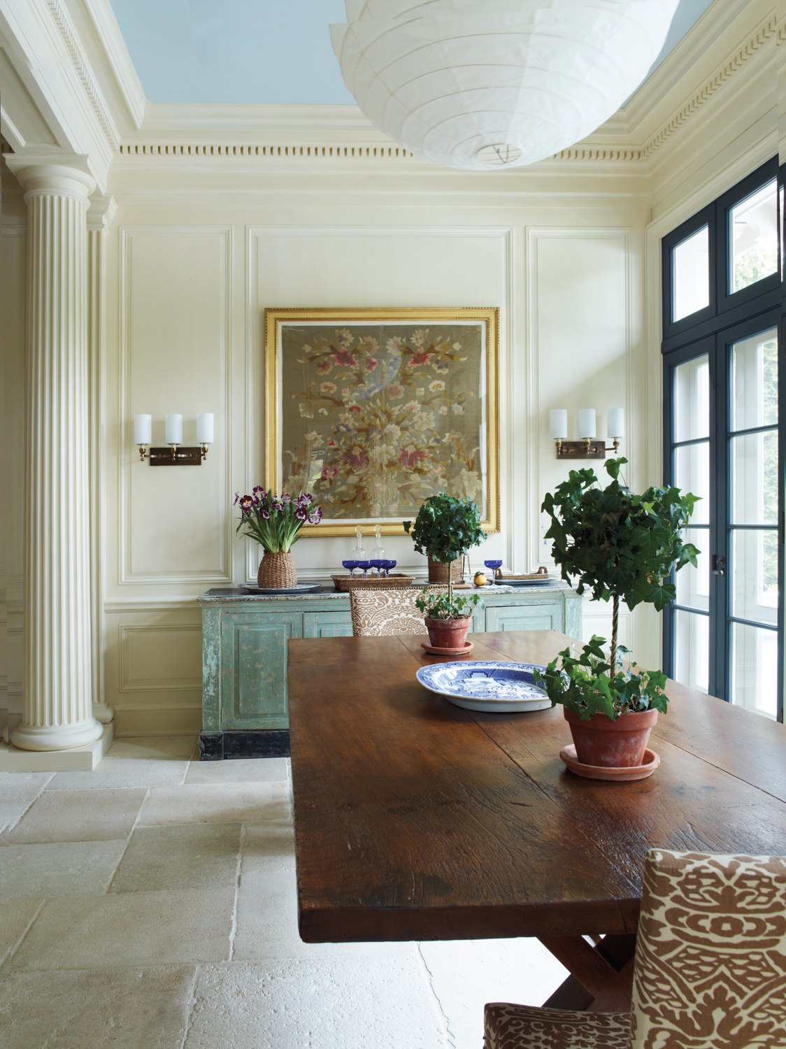 dining area blue sideboard