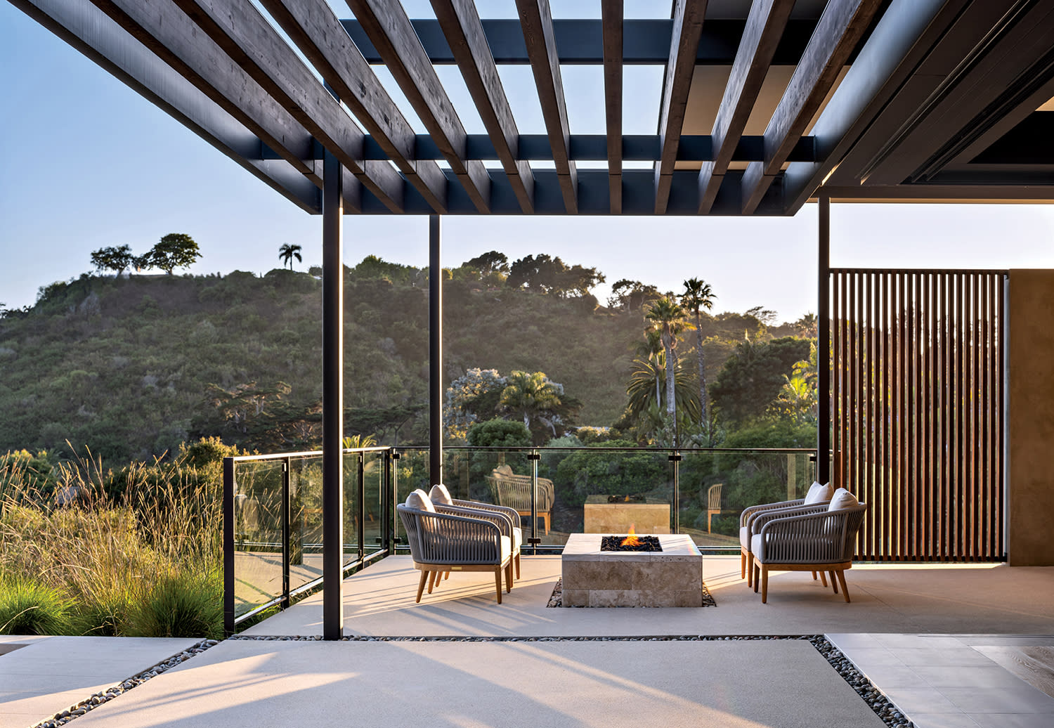 cozy fire pit off a Santa Barbara home