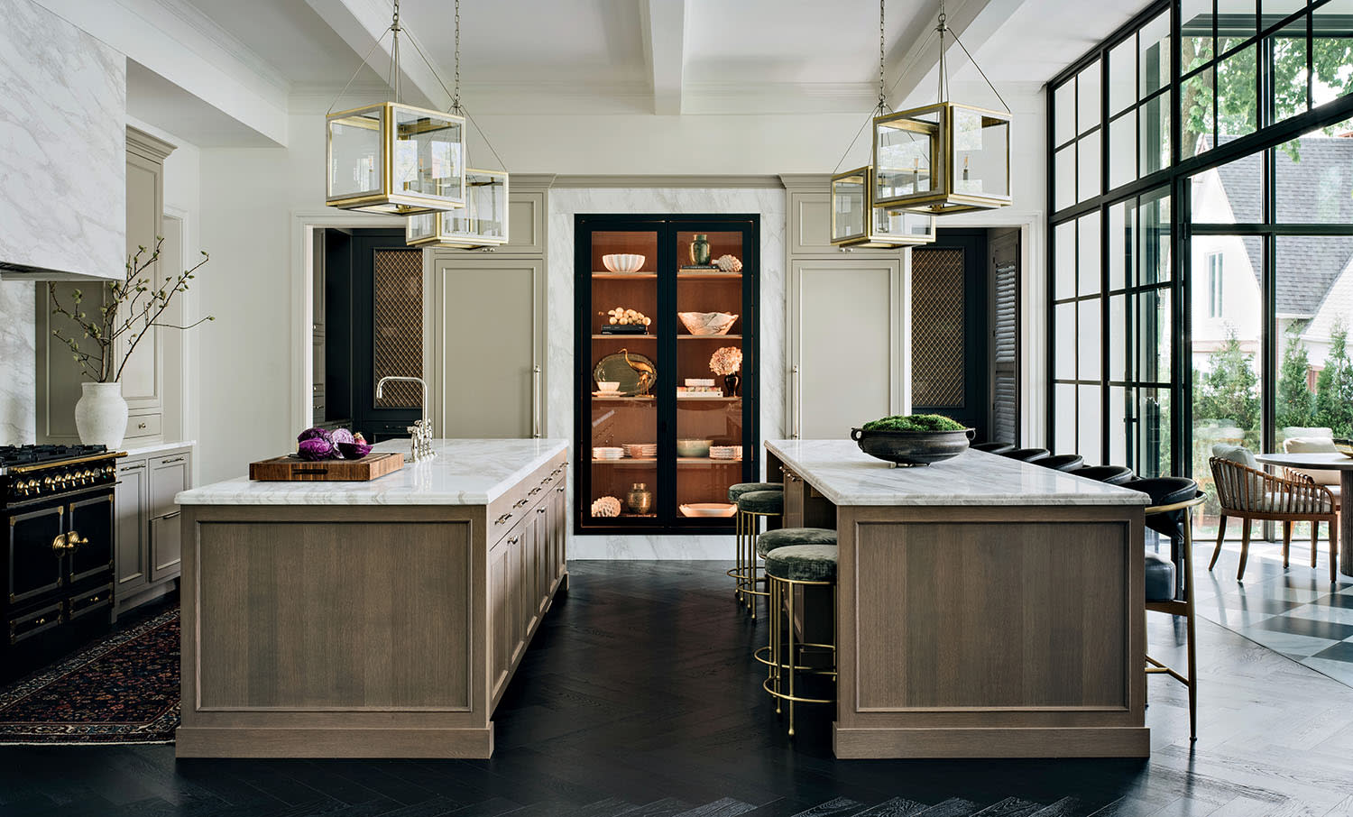 European-inspired kitchen with double islands