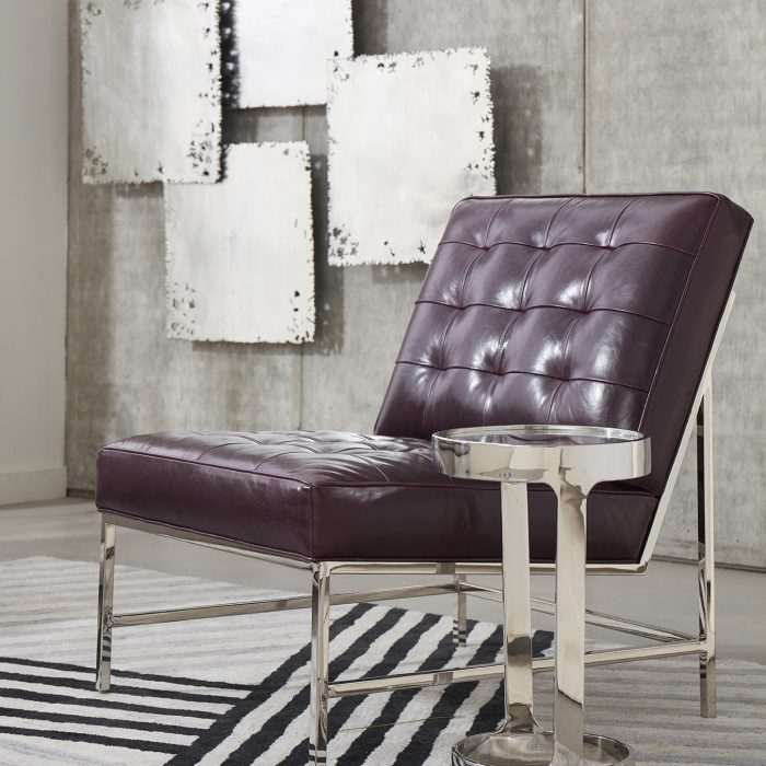 With midcentury modern inspired lines, the Major chair introduces a timeless aesthetic in rich aubergine leather.