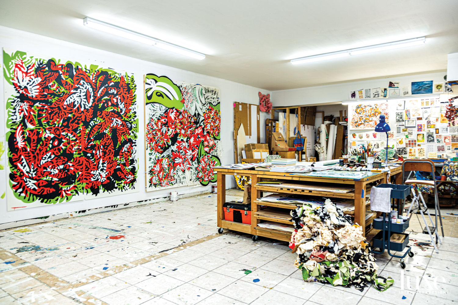 houston studio with colorful artwork