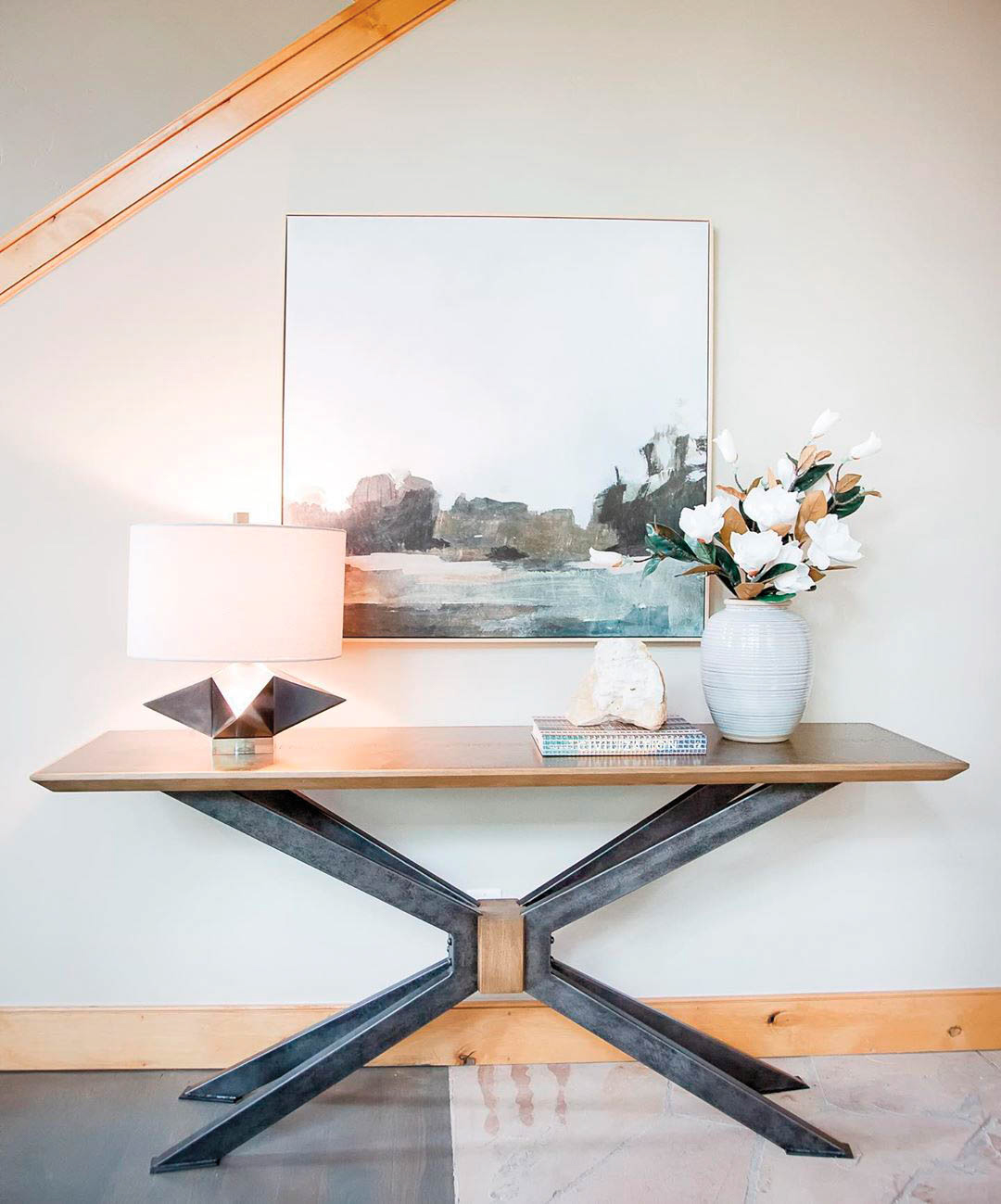 vignette of table with flowers