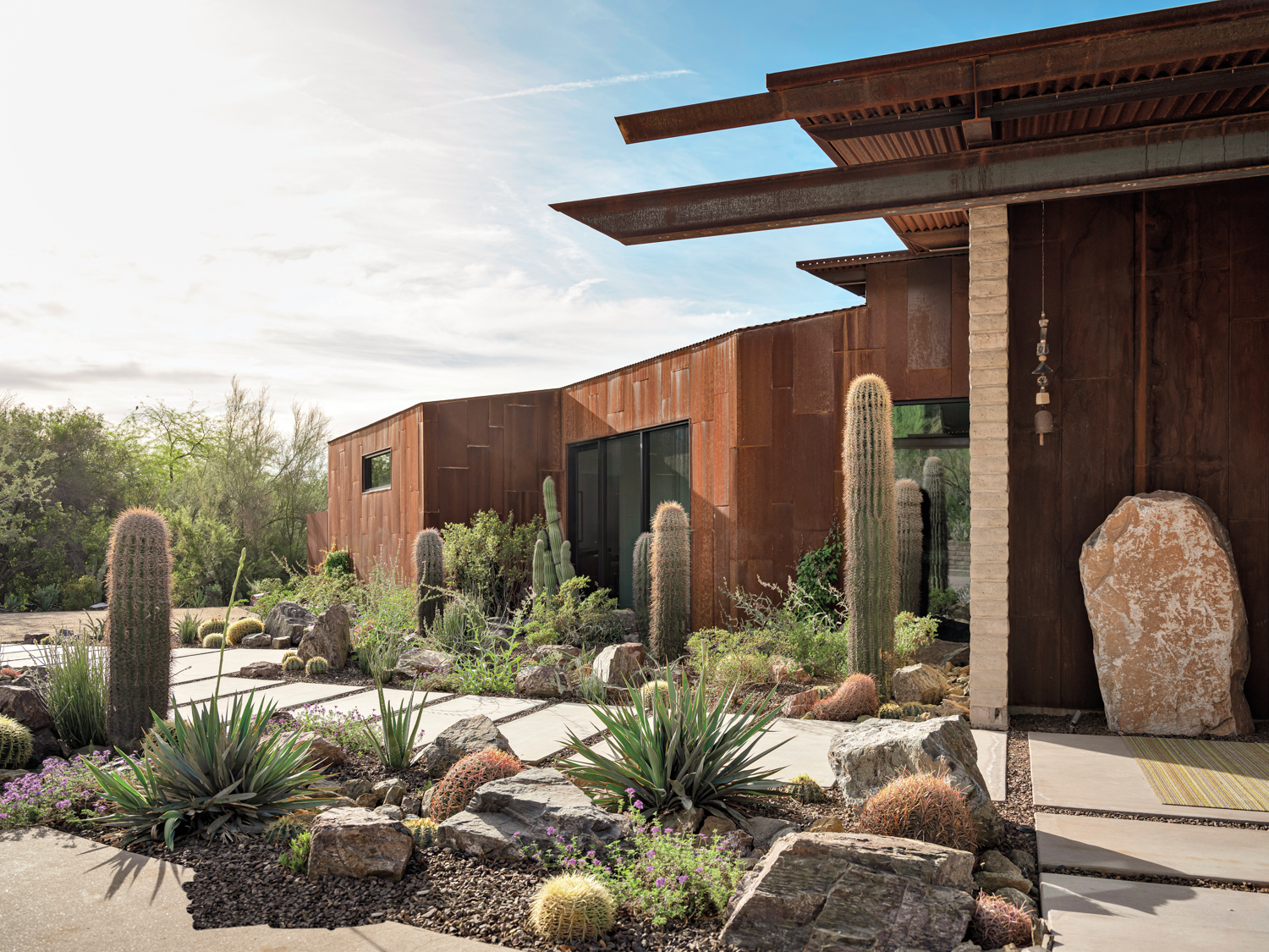 Arizona exterior desert landscaping designed with sustainable gardening practices in mind