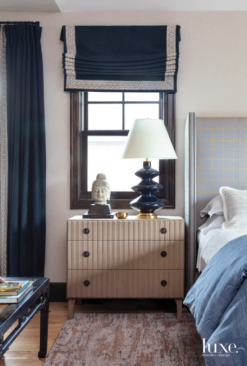 master bedroom with lee jofa kasier bed
