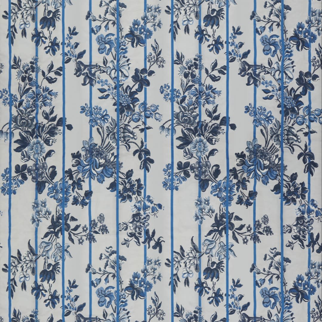 blue and white floral fabric