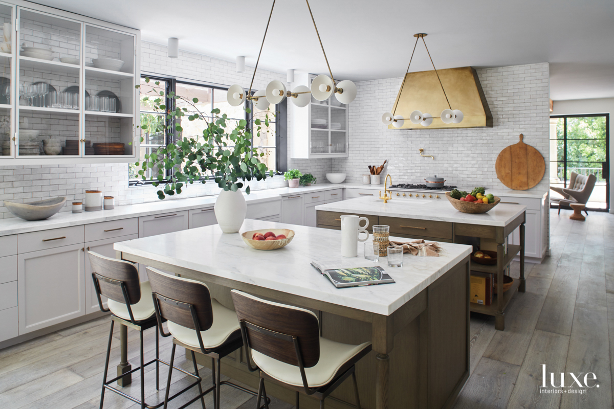 contemporary kitchen white tile and cabinetry