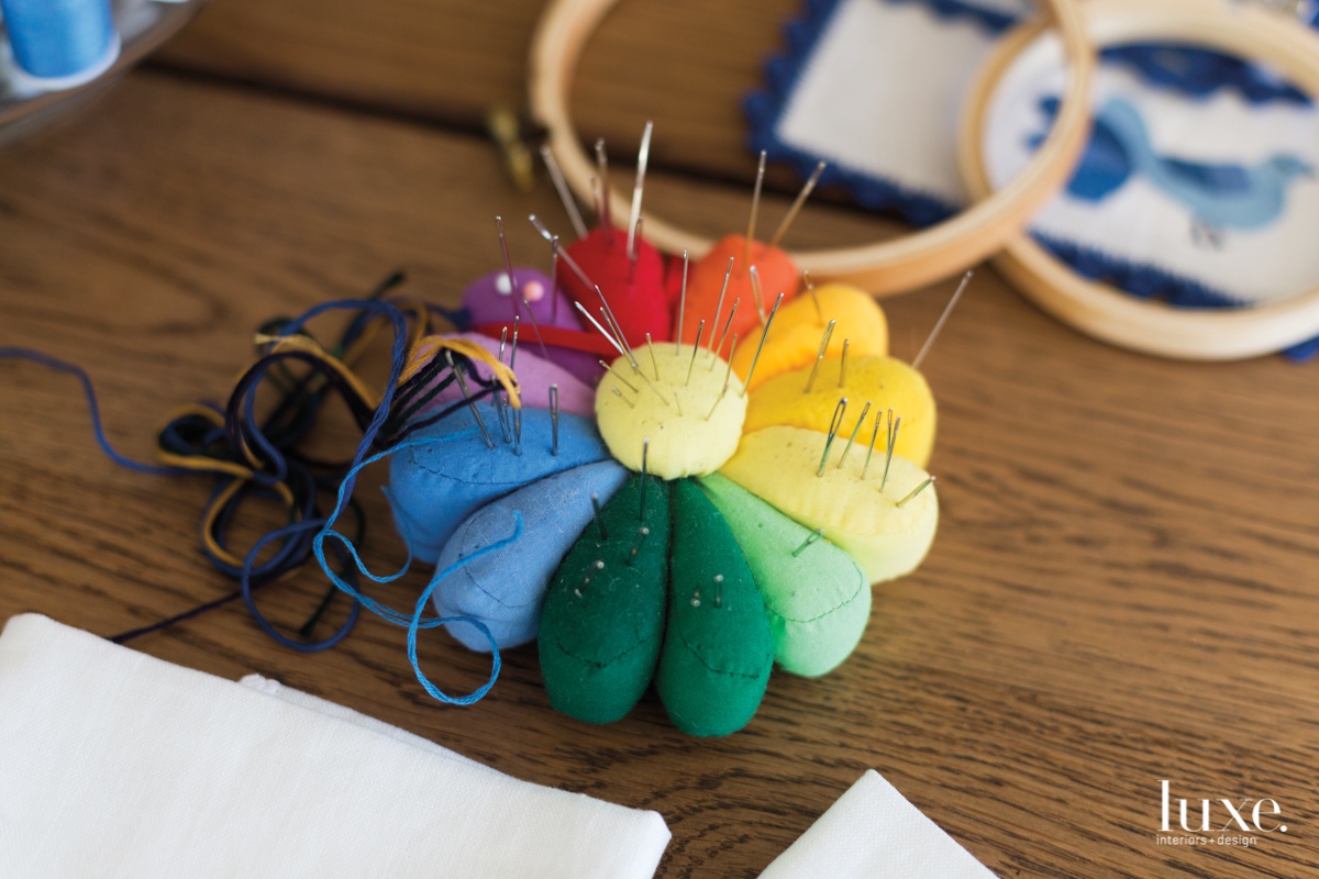 multicolored pin cushion