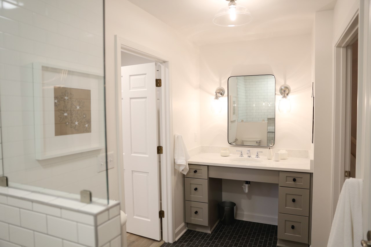 soard white bathroom vanity and shower