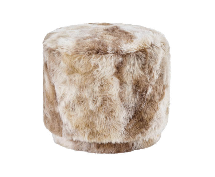 plush brown and white ottoman