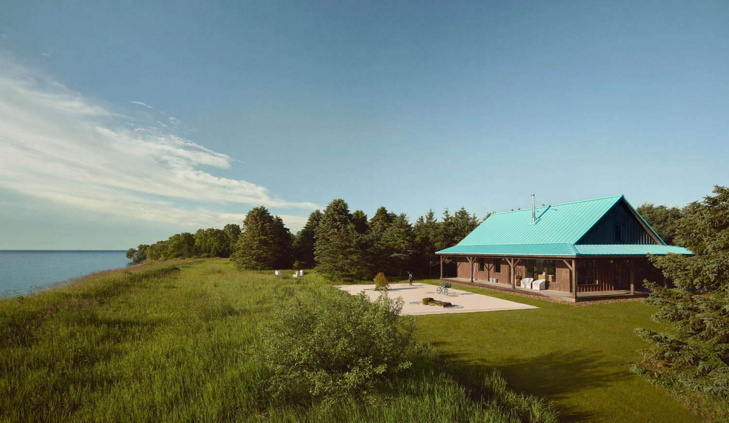 cabin surrounded by greenery