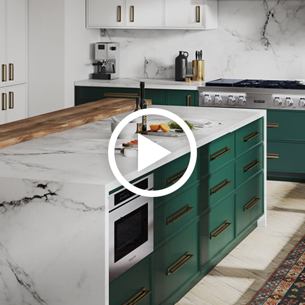 green kitchen island sks