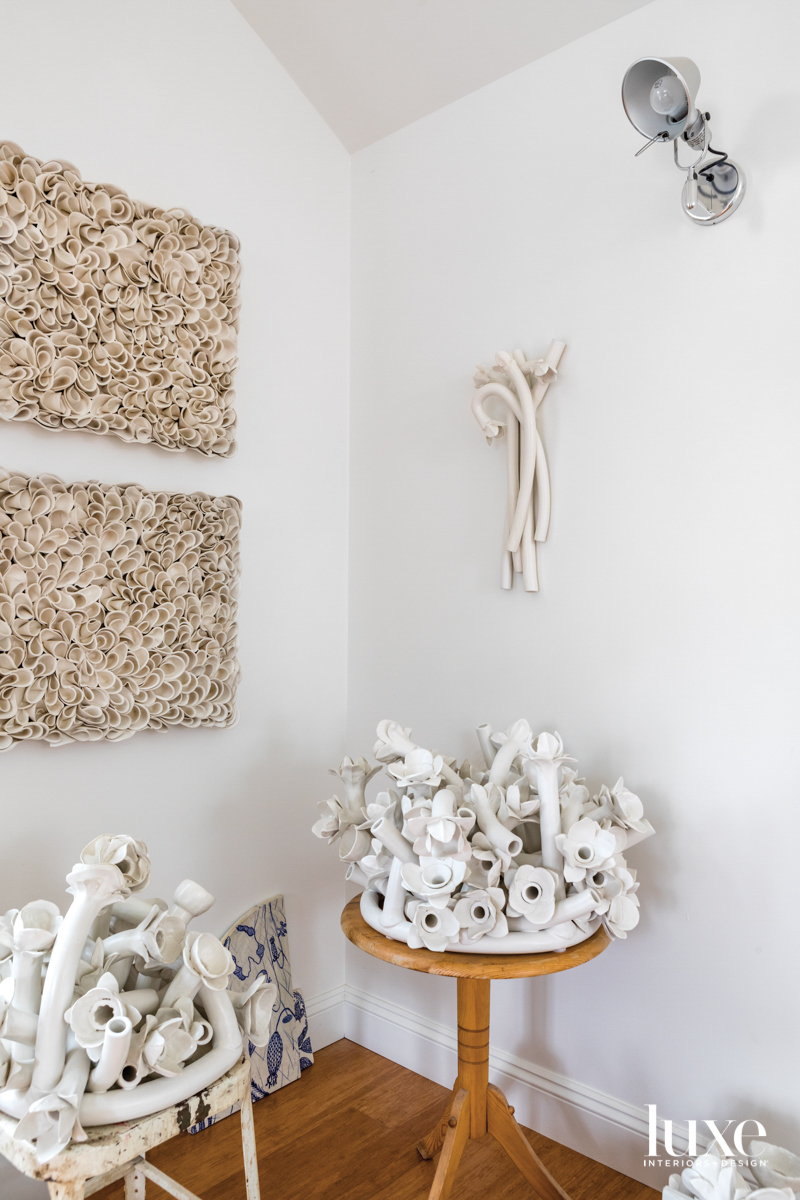 collection of white ceramic sculptures