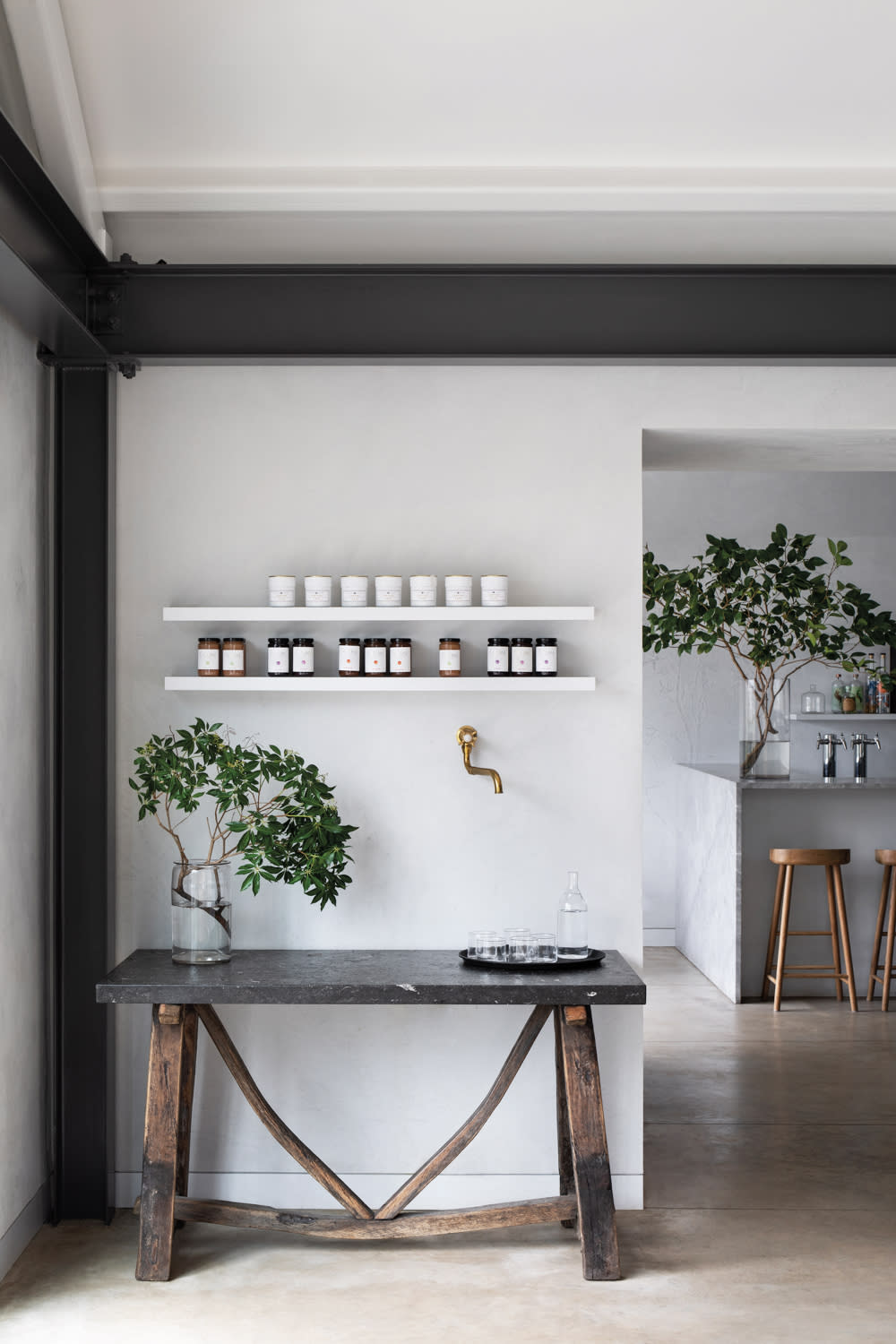 minimalist interior of East Hampton bakery