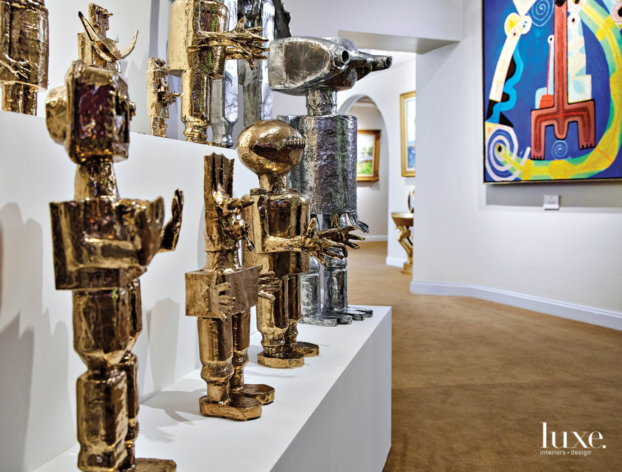 Metallic statues in Findlay Galleries.