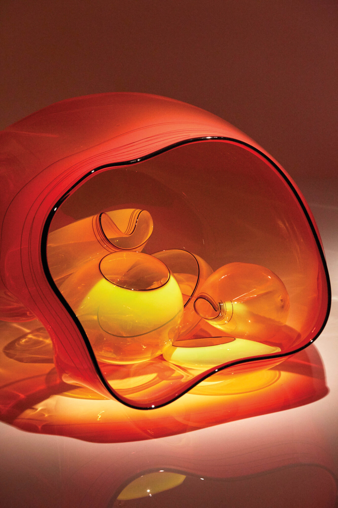 Orange glass art by Dale Chihuly