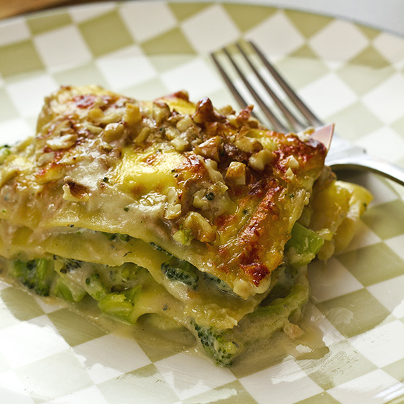 Lasagna de brócoli y queso