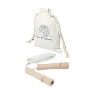 Wooden Skipping Rope in Cotton Pouch