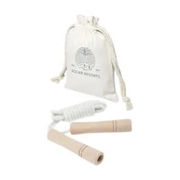 Corde à sauter en bois avec pochette en coton