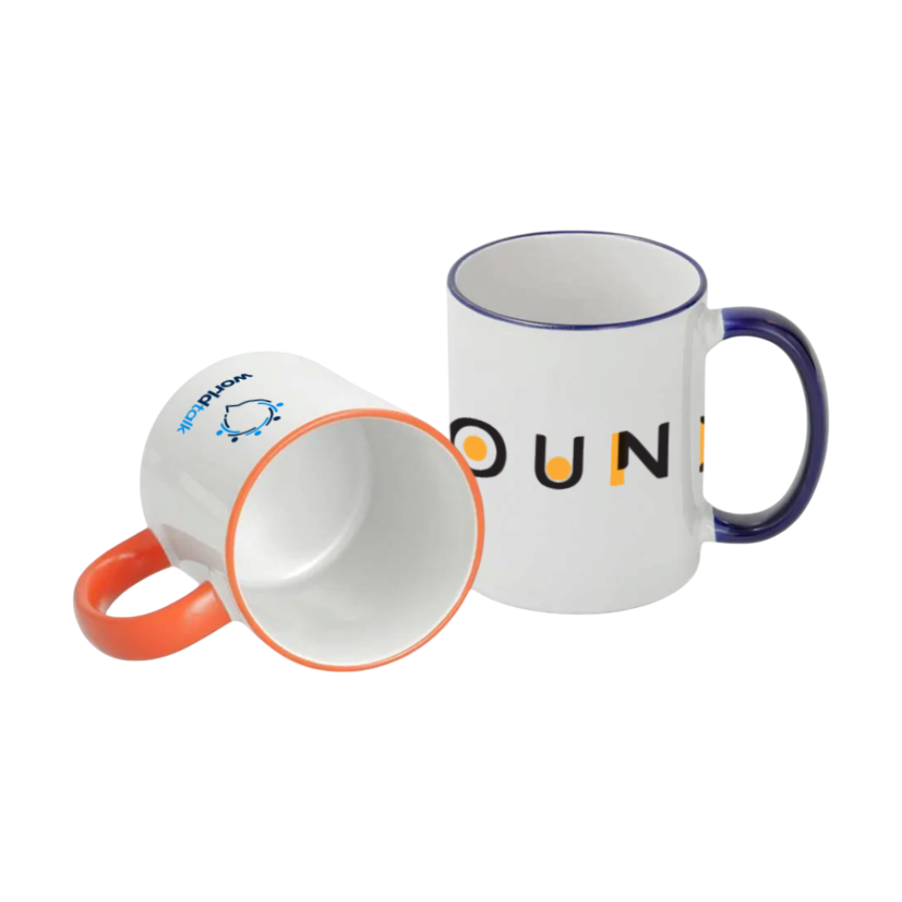 Tasse avec bord et poignée colorés