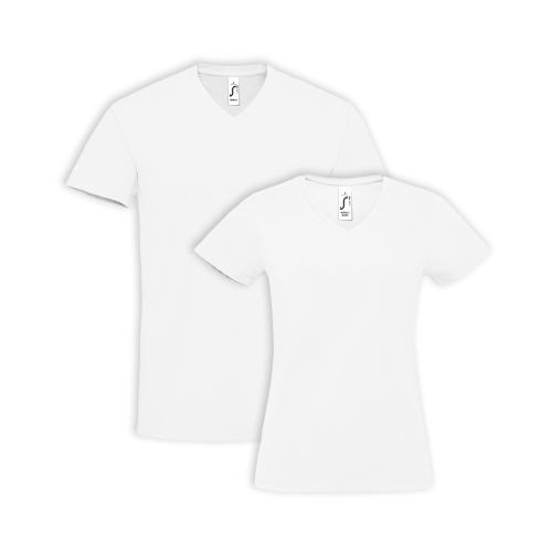 Budget Unisex Classic Fit V-Neck T-shirt ICON white