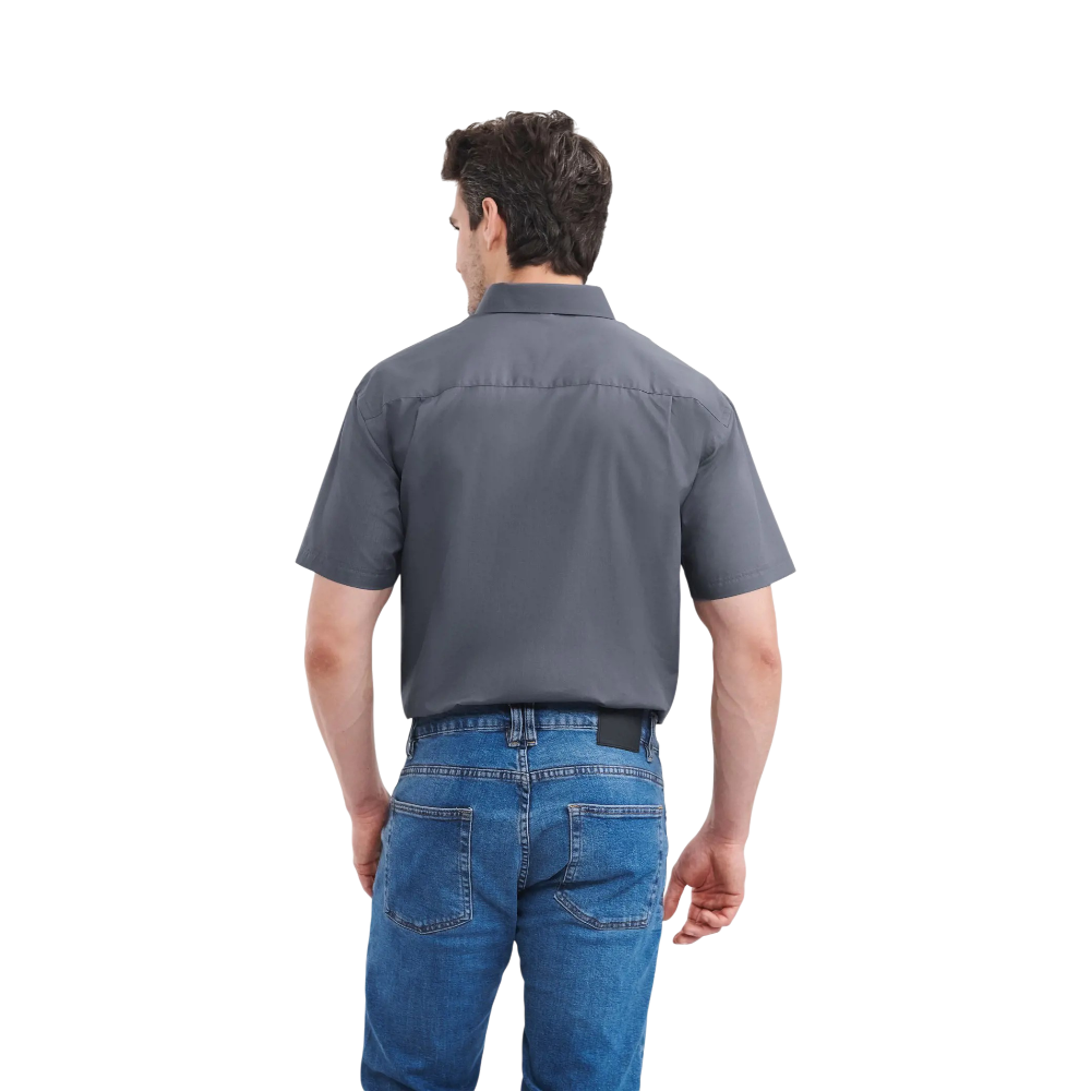 PDP - russellmenshortsleeveclaspolycotpoplinshirt square #00000000 background