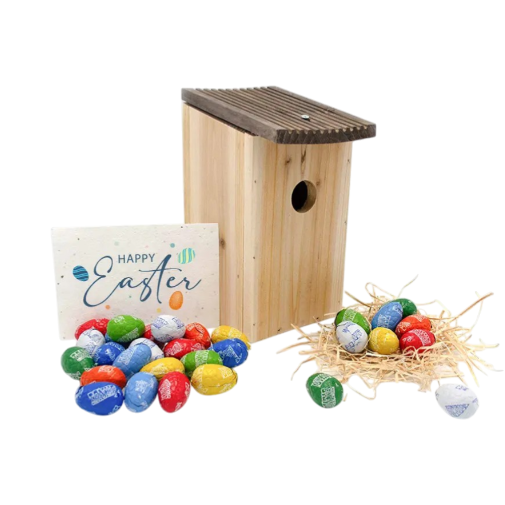 Casetta per Uccelli con Uova di Pasqua