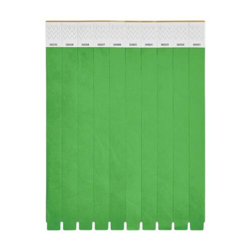 ICON - tyvekonesheetof10wristbands green