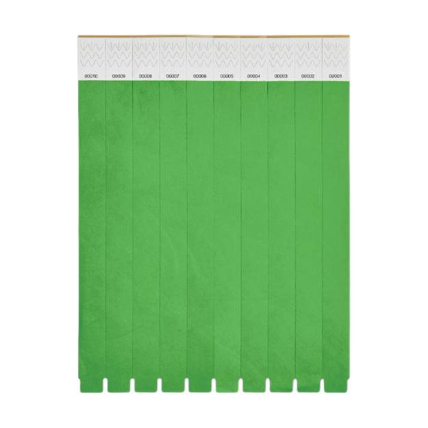 ICON - tyvekonesheetof10wristbands green