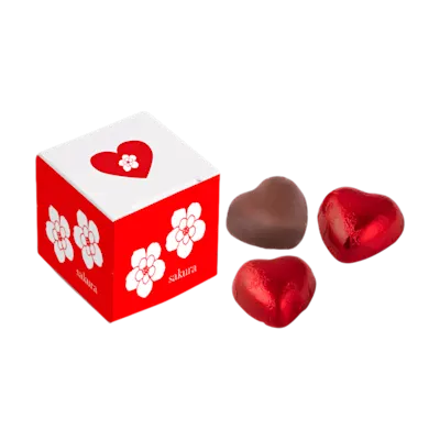 Box with 3 Chocolate Hearts