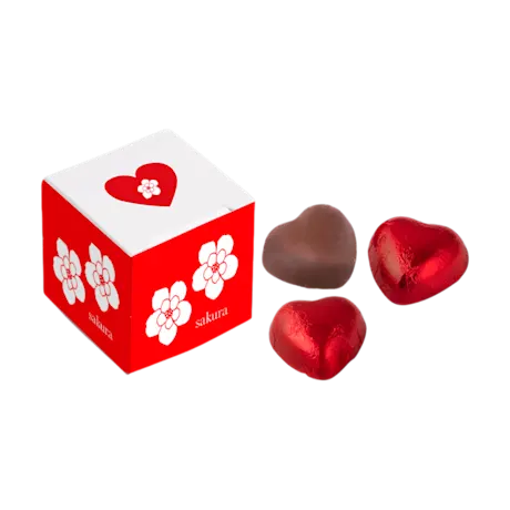 Box with 3 Chocolate Hearts
