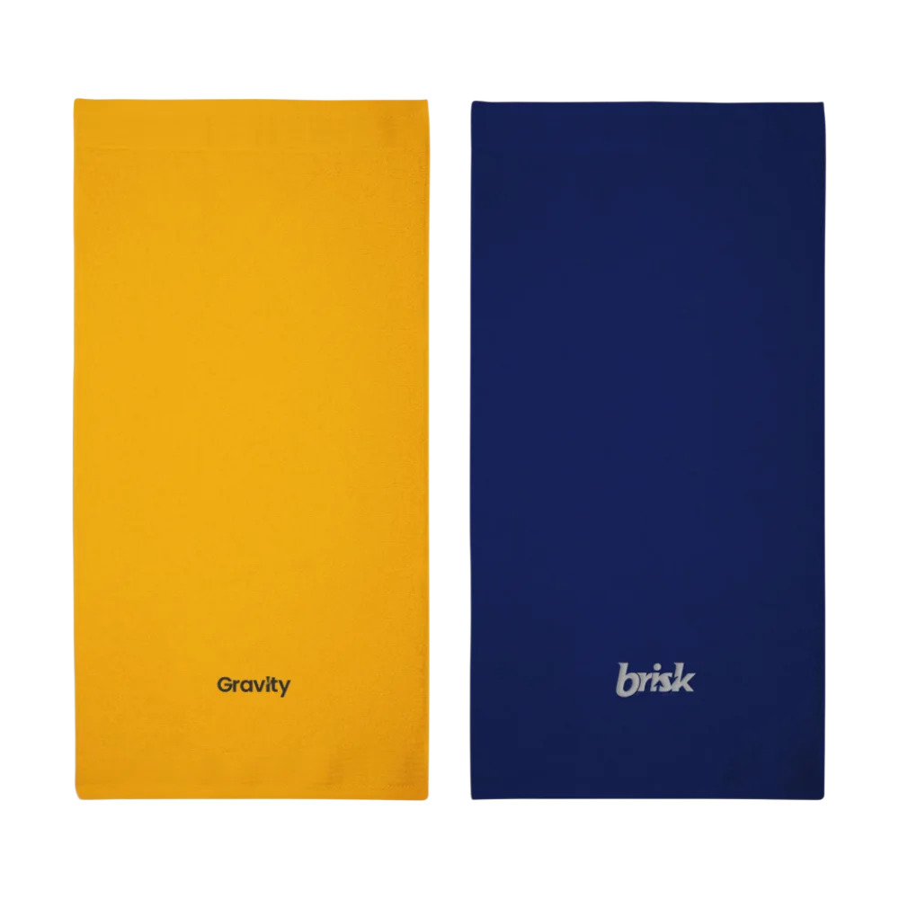 Asciugamani classici giallo e blu navy con nomi del marchio personalizzati