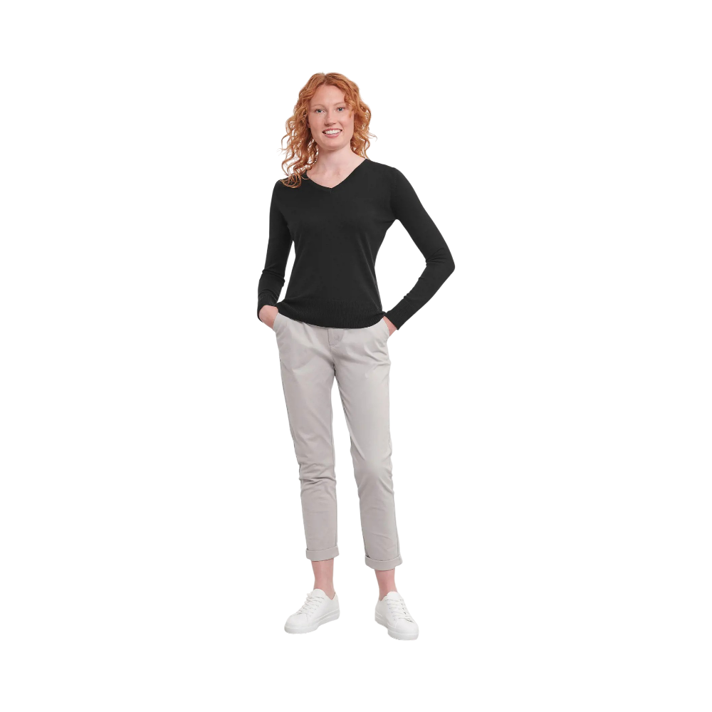 PDP - russellladiesvneckknittedpullover square #00000000 background