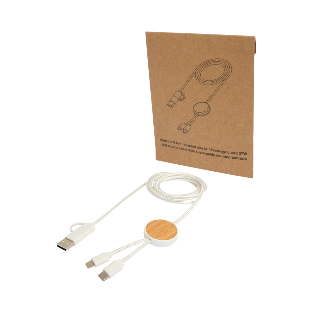 Chechia 5-in-1 Bamboo Recycled Plastic Sync and Charge Cable main image