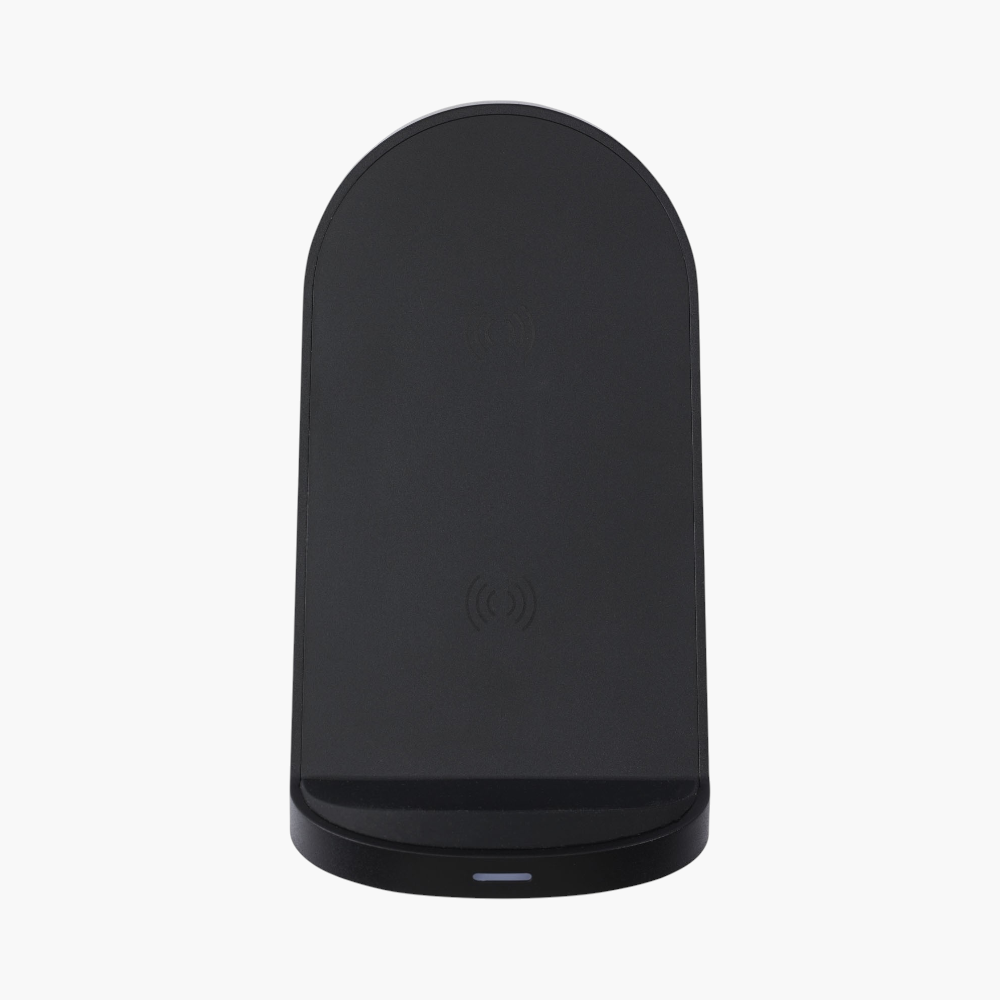PDP - loop15wdualcoilrcsrecycledplasticwirelesschargingstand square #F8F8F8 background