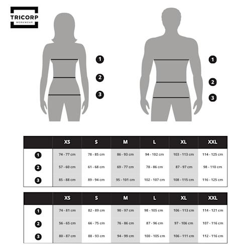 tricorp male female size chart