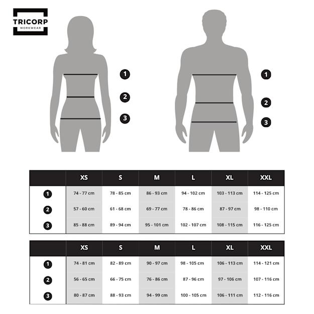 tricorp male female size chart