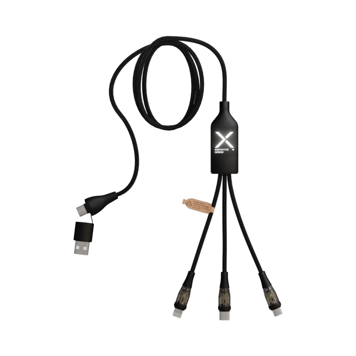 Hoofdafbeelding van Recycled PET and ABS C50 5-in-1 Fast Charging Cable with Digital Display