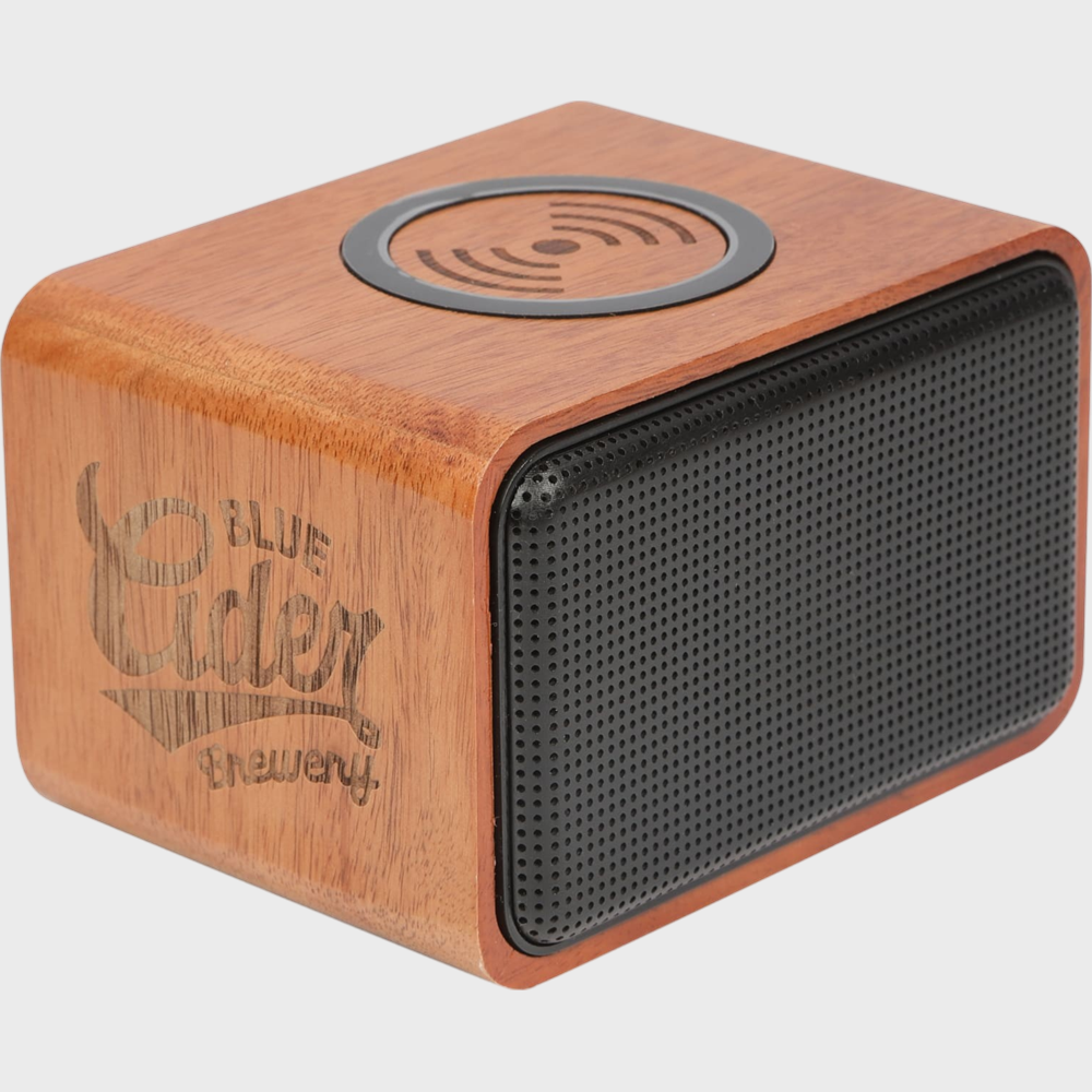 PDP - woodbluetoothspeakerwithwirelesschargingpad square grey background